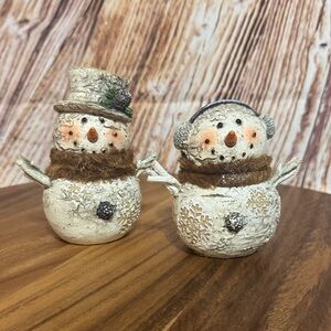 Charming Snowman Figurines Set - Cream and Brown